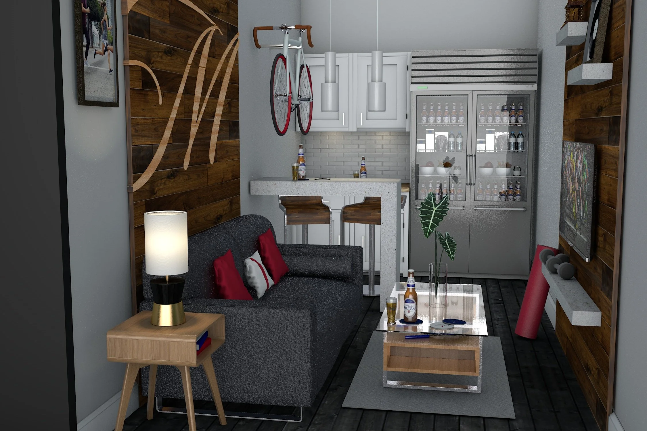 Michelob Ultra 7oz Experiential Living Room. 1/7 scale to promote the new product release. Custom environments built out in urban locations.