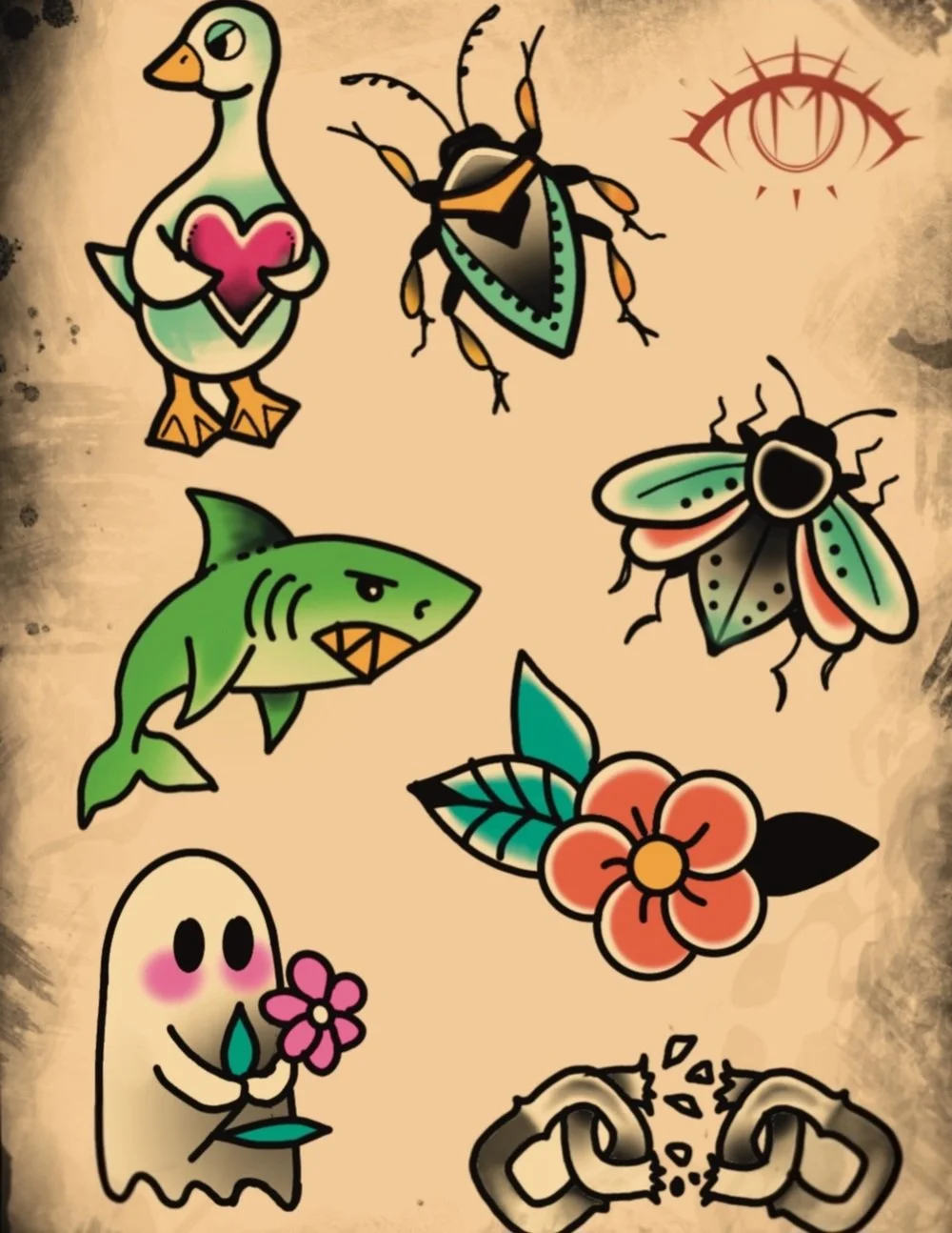 flash sheet from golden hour tattoo