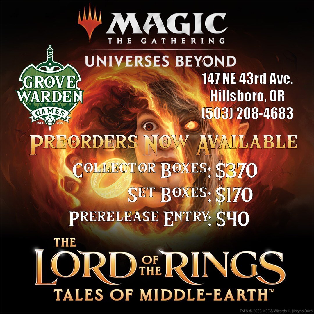 We're now accepting in-store preorders for Lord of the Rings: Tales of Middle-Earth! We will be running 3 pre-releases, each capped at 4 rounds, starting on June 16th.