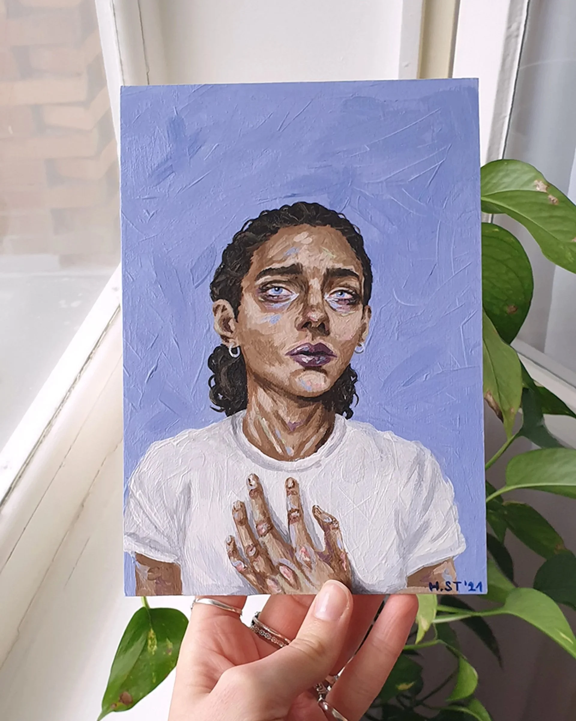 Gefühlvolle Portrait Malerei einer Frau von der Künstlerin Hannah Stollenwerk