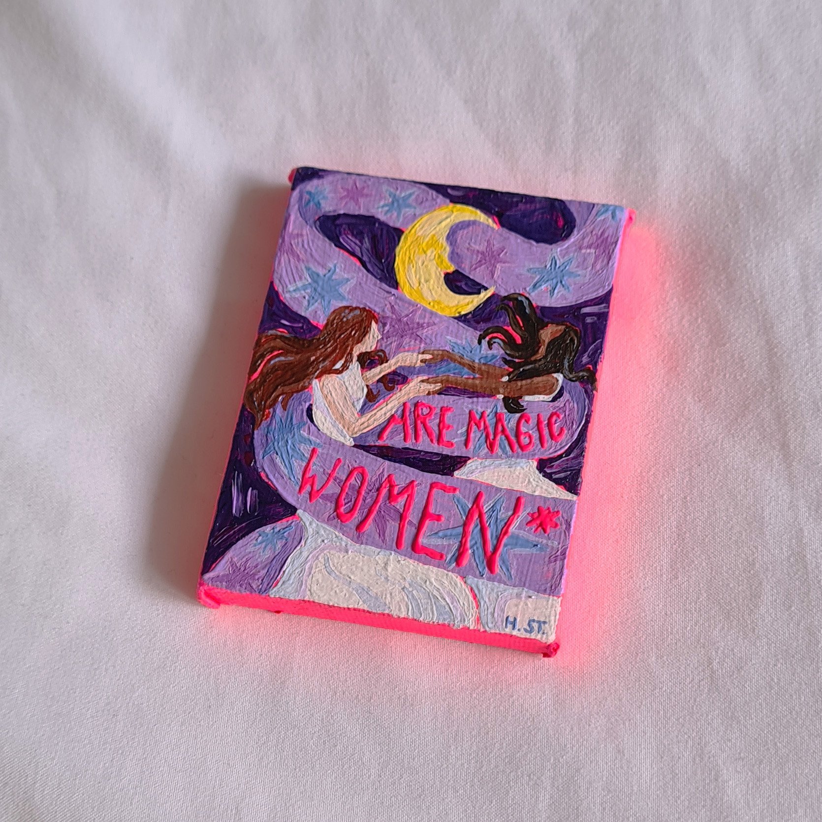 »Women* are Magic«, originale Acrylmalerei auf mini Leinwand von der Künstlerin Hannah Stollenwerk
