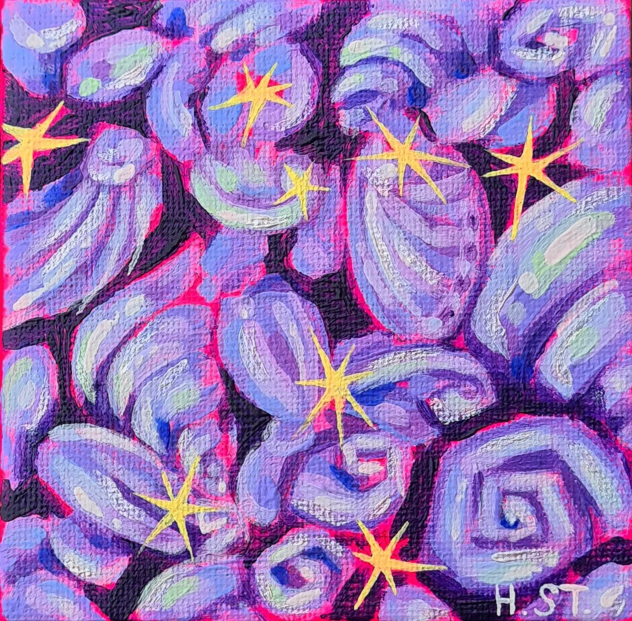 Acrylmalerei in Pastellfarben von Muscheln von der Künstlerin Hannah Stollenwerk