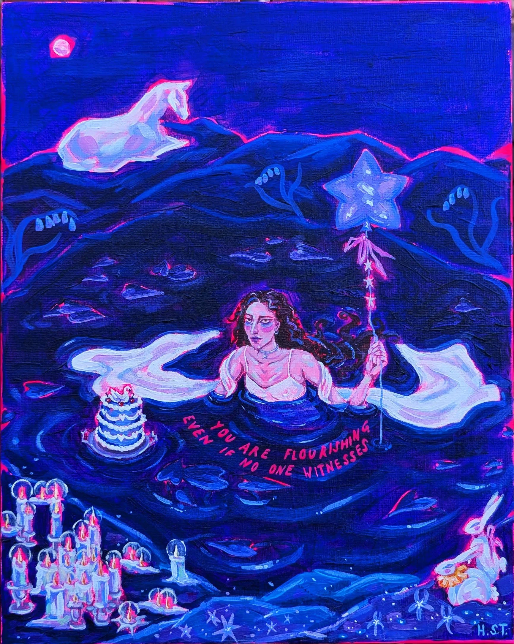Originale Malerei in Acryl, “Invisible Battles”, auf Leinwand-Board von der Künstlerin Hannah Stollenwerk