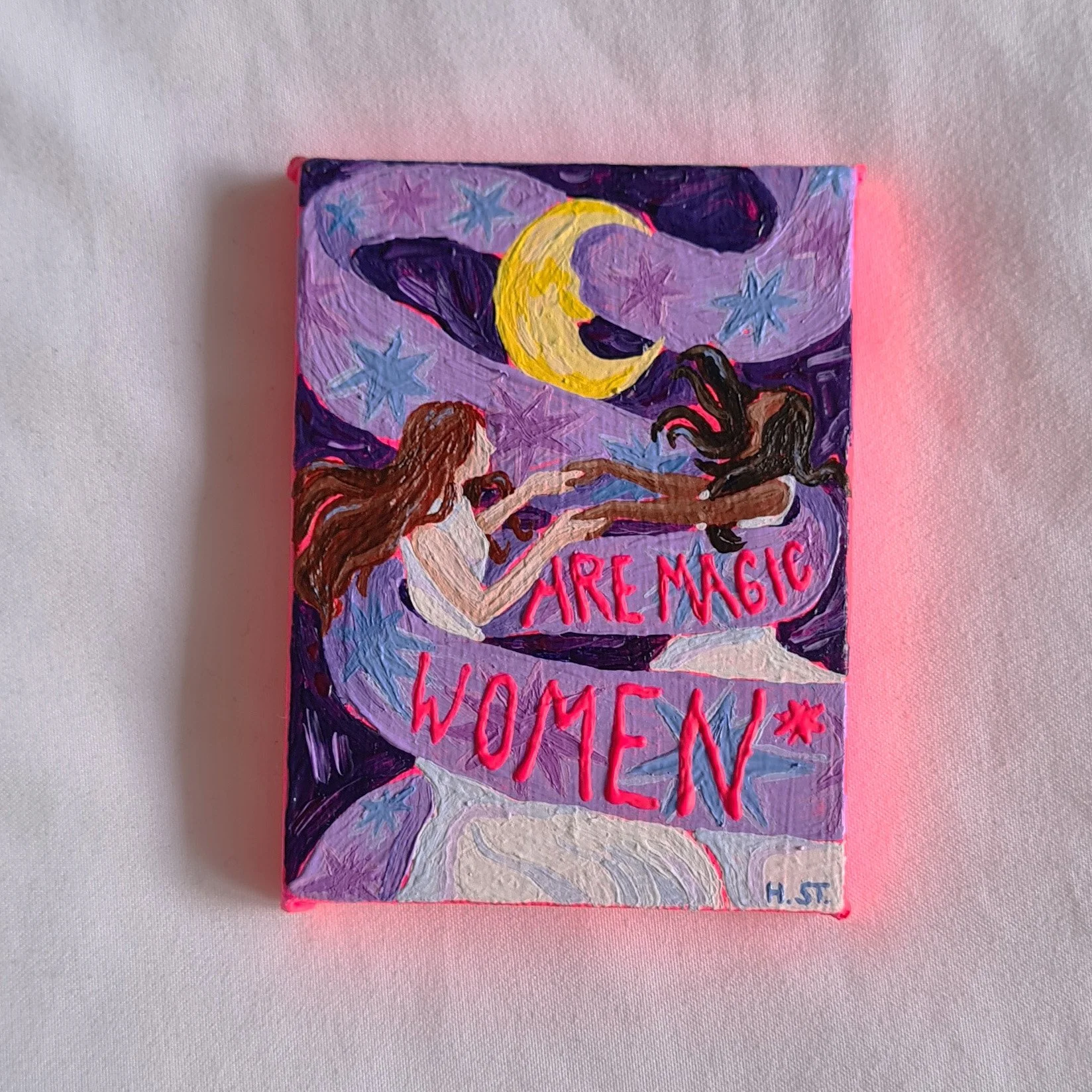 »Women* are Magic«, originale Acrylmalerei auf mini Leinwand von der Künstlerin Hannah Stollenwerk