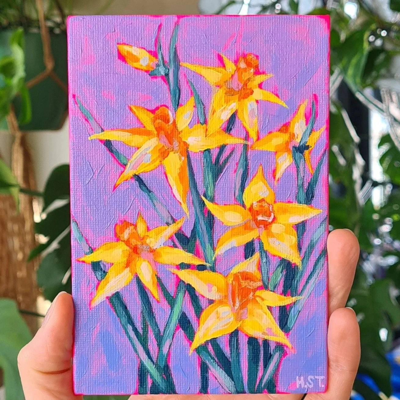 Acrylmalerei auf Leinwand mit Narzissenmotiv von der Künstlerin Hannah Stollenwerk