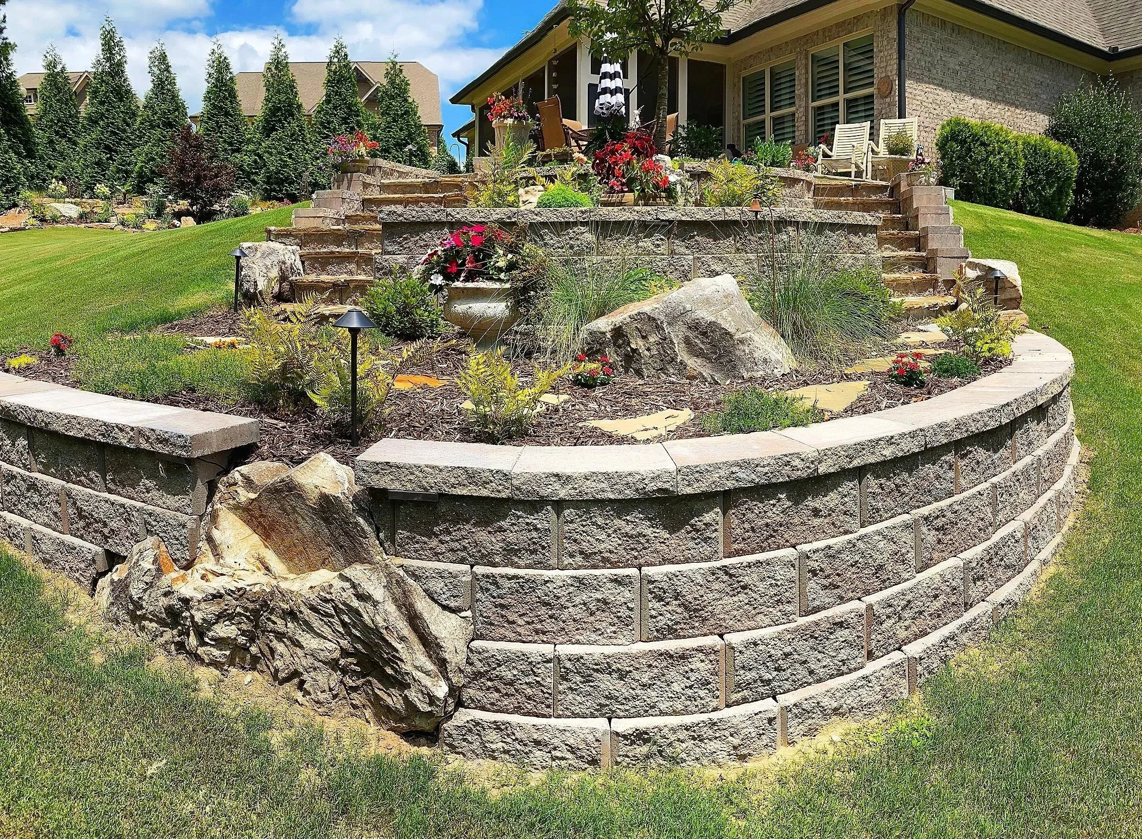 concrete block wall with caps