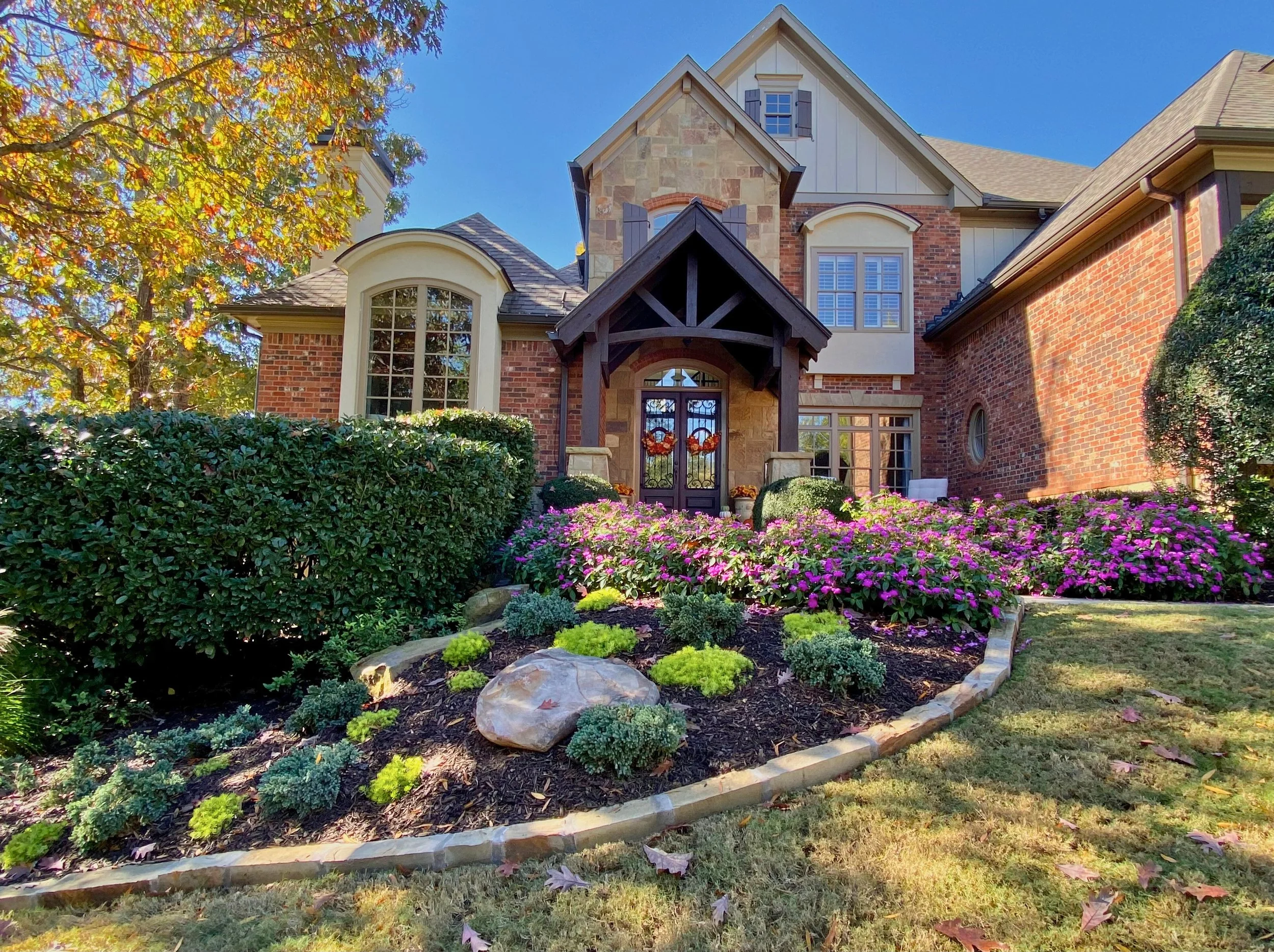 Buried stone landscape trim. 