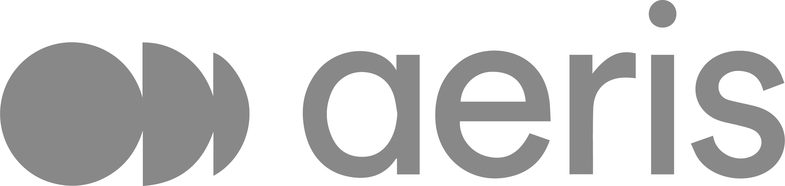 Graues Logo mit dem Wort "aeris" und einem stilisierten Symbol links.
