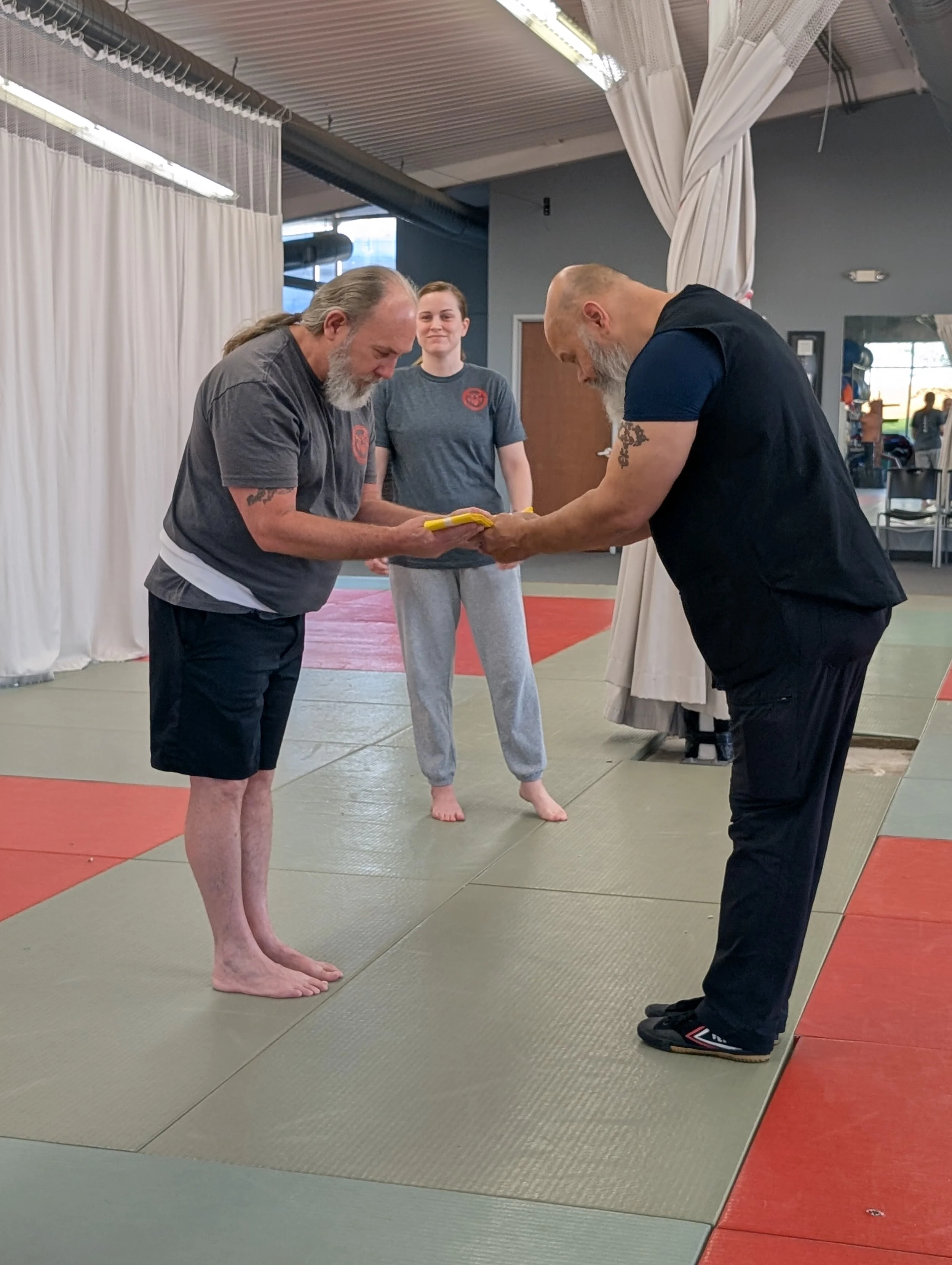 Level 2 sash presentation to our oldest student, 68 years young.
