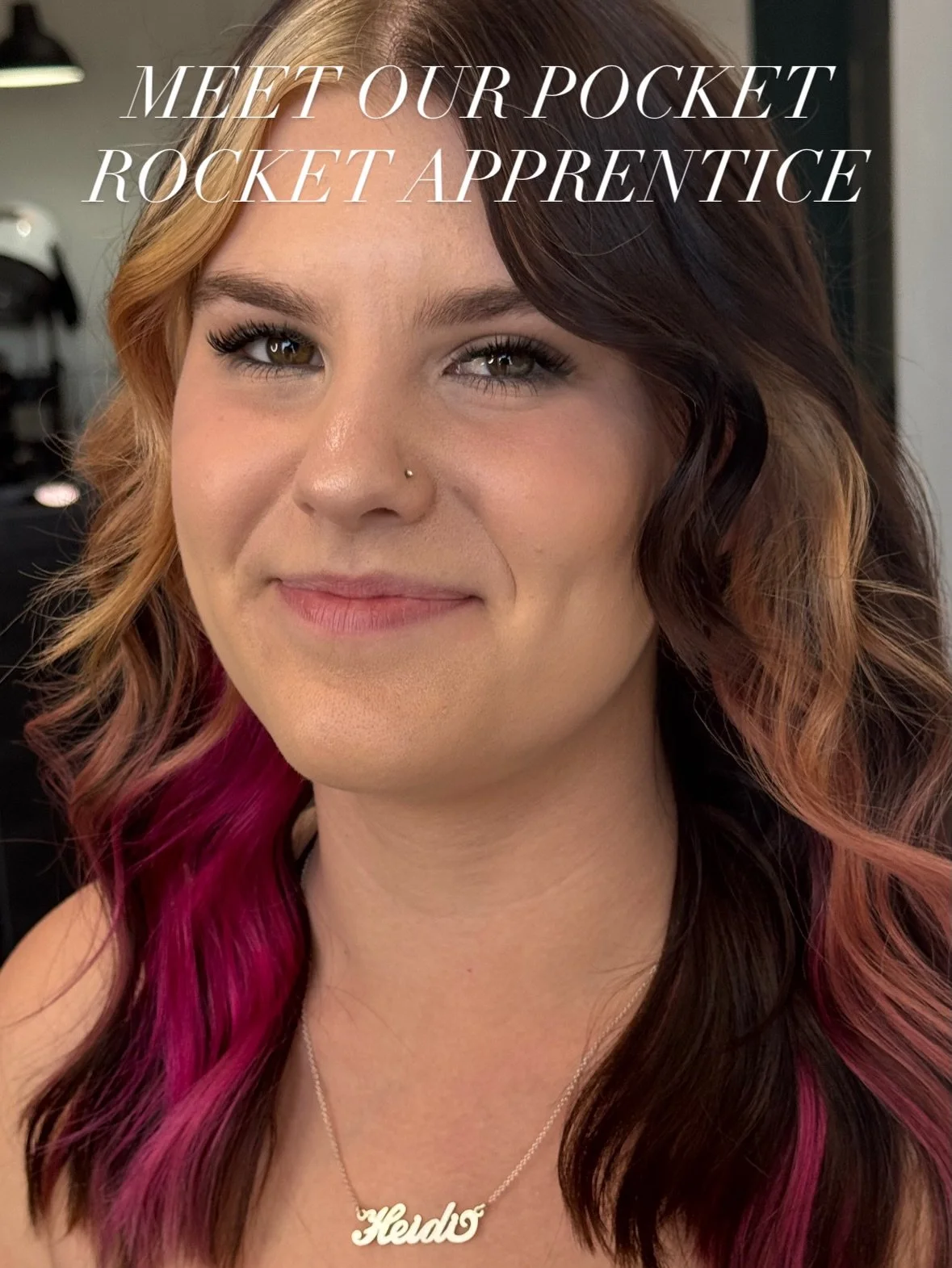 Meet our pocket rocket apprentice Heidi! 
Heidi is a first year hairdresser who is striving to dip into creativity within the field and would love to specialise in extensions to bring all your luscious lock dreams to life! 

Heidi&rsquo;s passion for