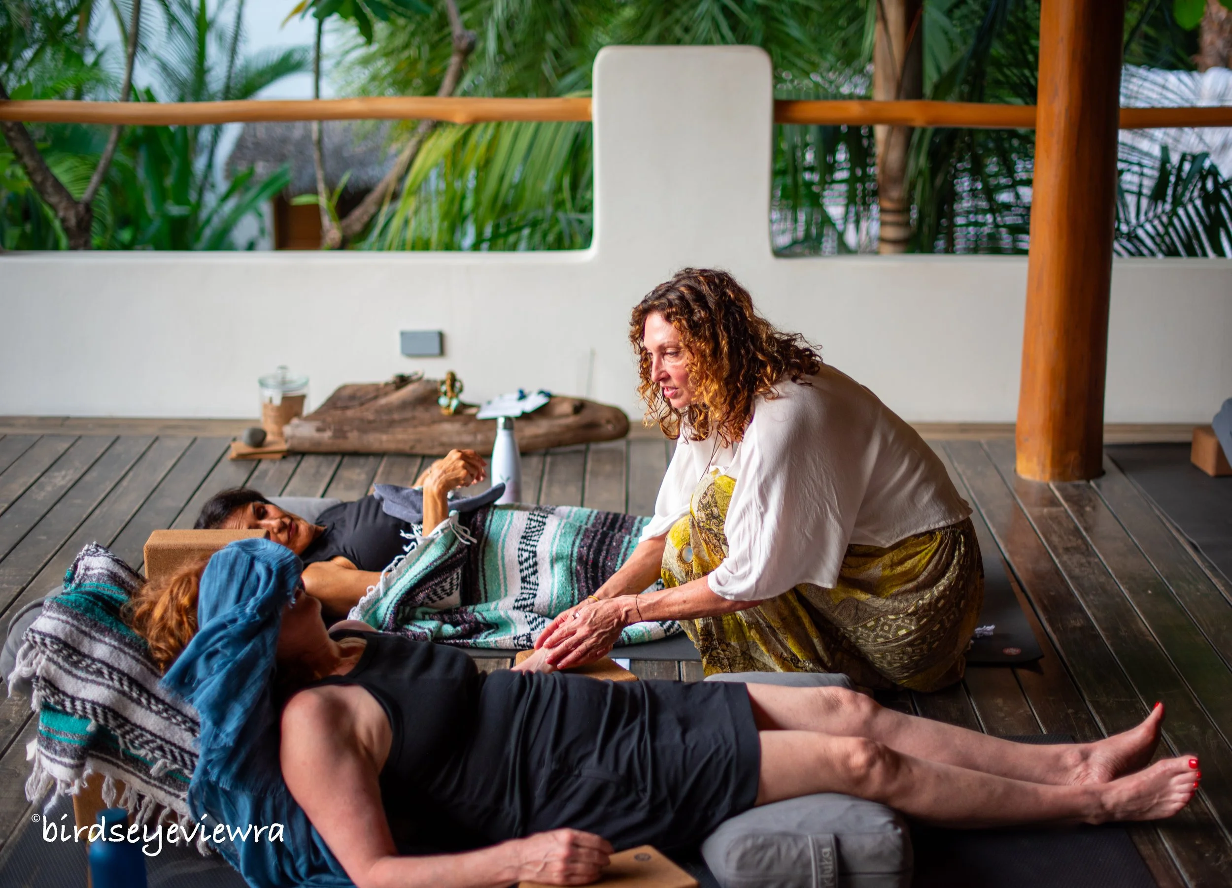 Trained a Kripalu, Amanda Trevelino, administering Savasana at The Nomadic in Costa Rica