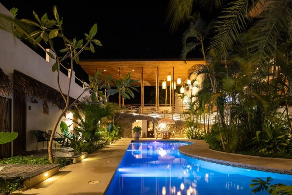 Beautiful Nomadic Hotel in Nosara, Costa Rica, at night