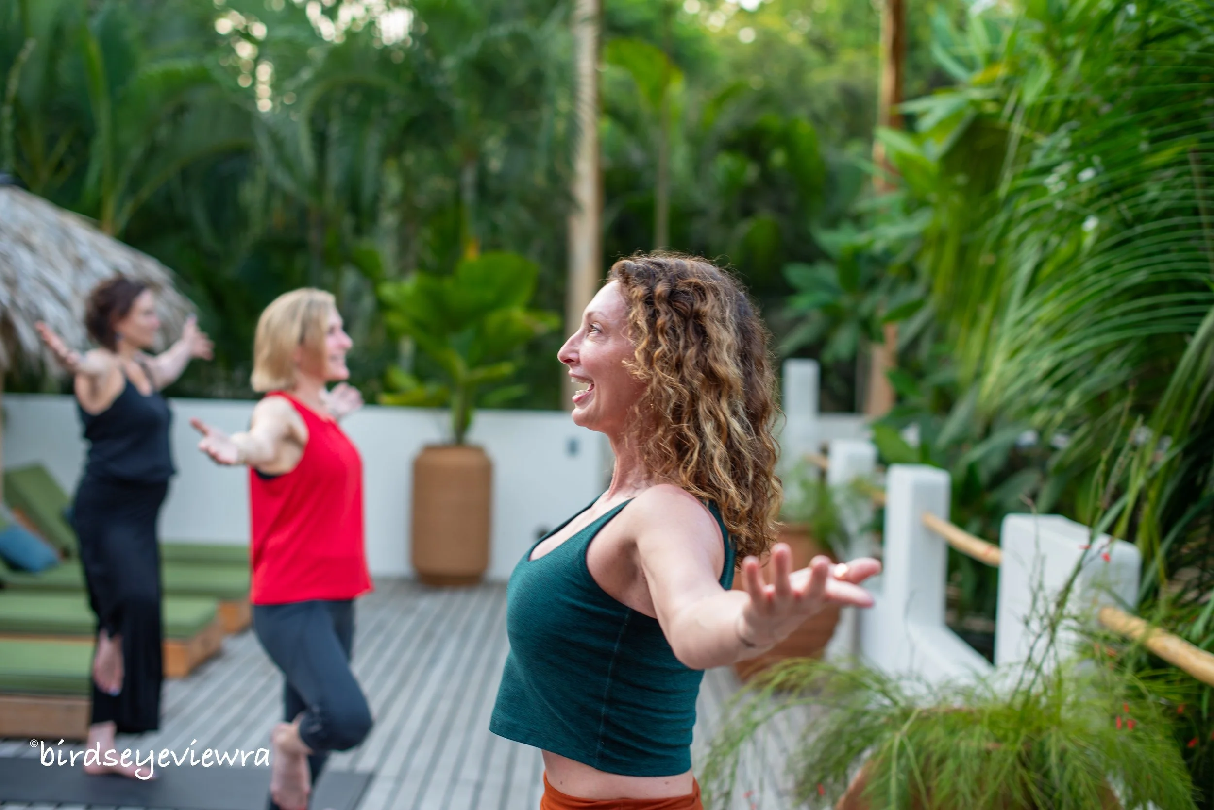 Amanda Trevelino teaching yoga at The Nomadic, near Playa Pelada in Guanacaste, Costa Rica