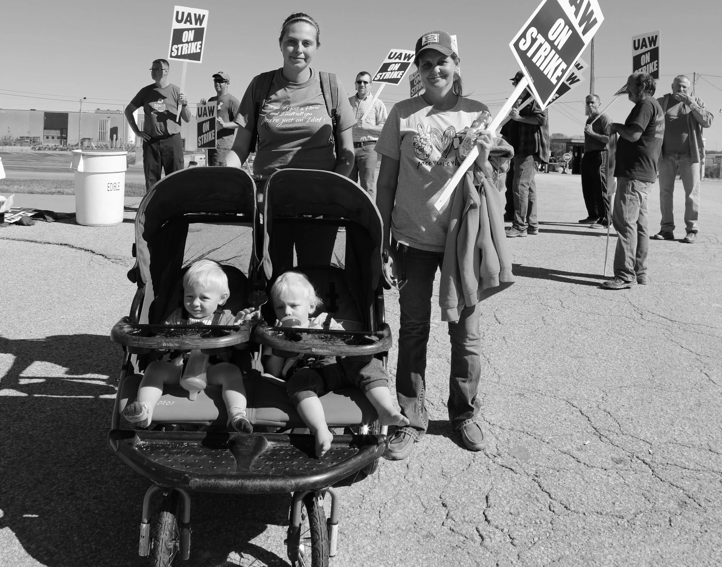 With babies and banners Deere edit 2 BW.jpg