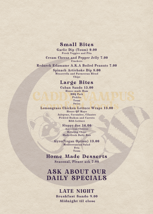 Menu — CADDYWAMPUS