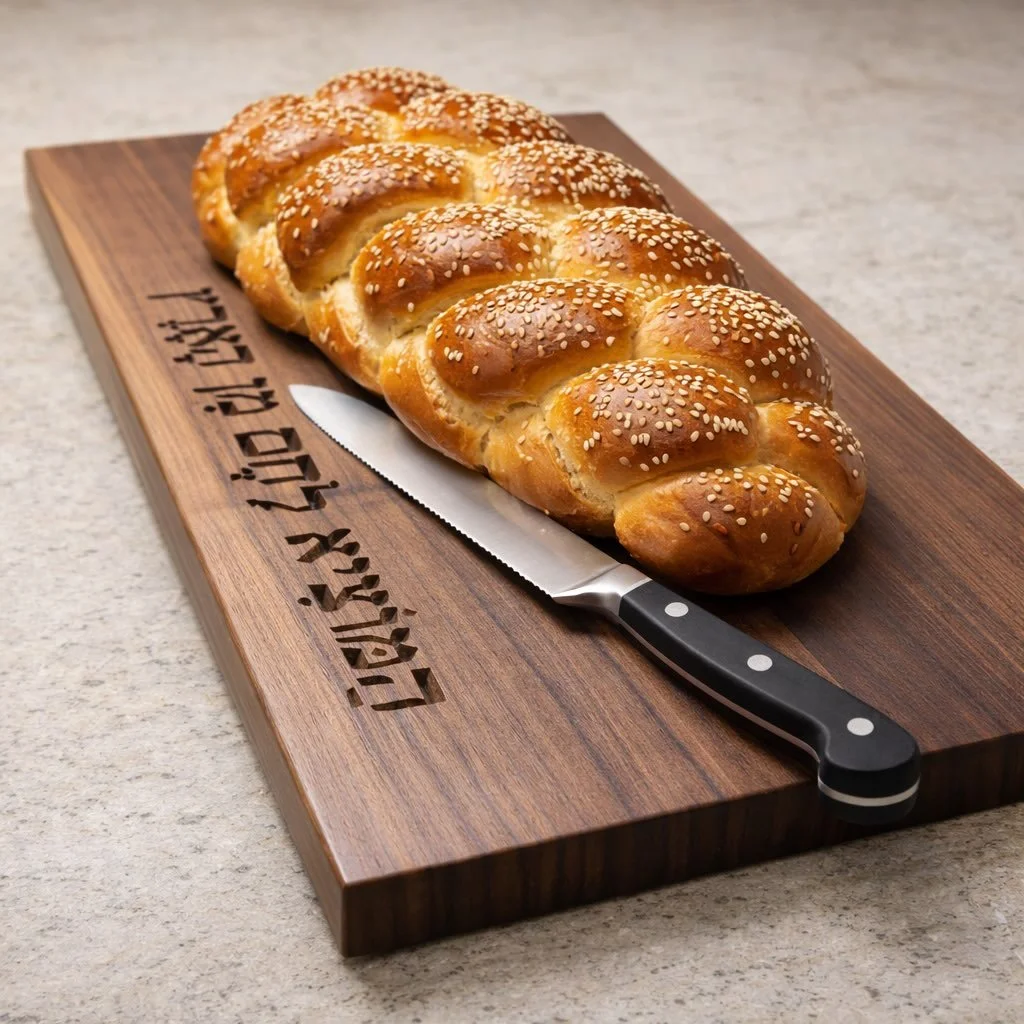 Some gifts get used.
Others become part of a family&rsquo;s story.

Every Friday night, every holiday, every moment gathered around the table&hellip; it starts here.

Our handcrafted challah boards are engraved with the Hamotzi blessing &mdash; a tra