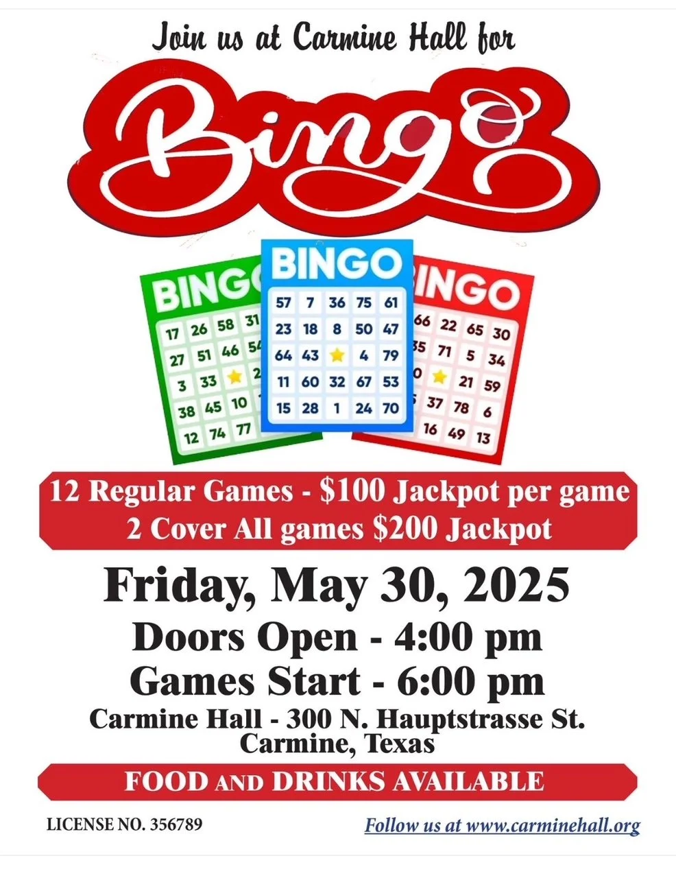 BINGO at Carmine Hall