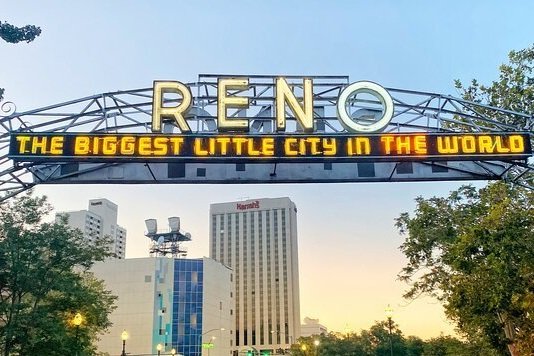 reno the biggest little city in the world sign night lights
