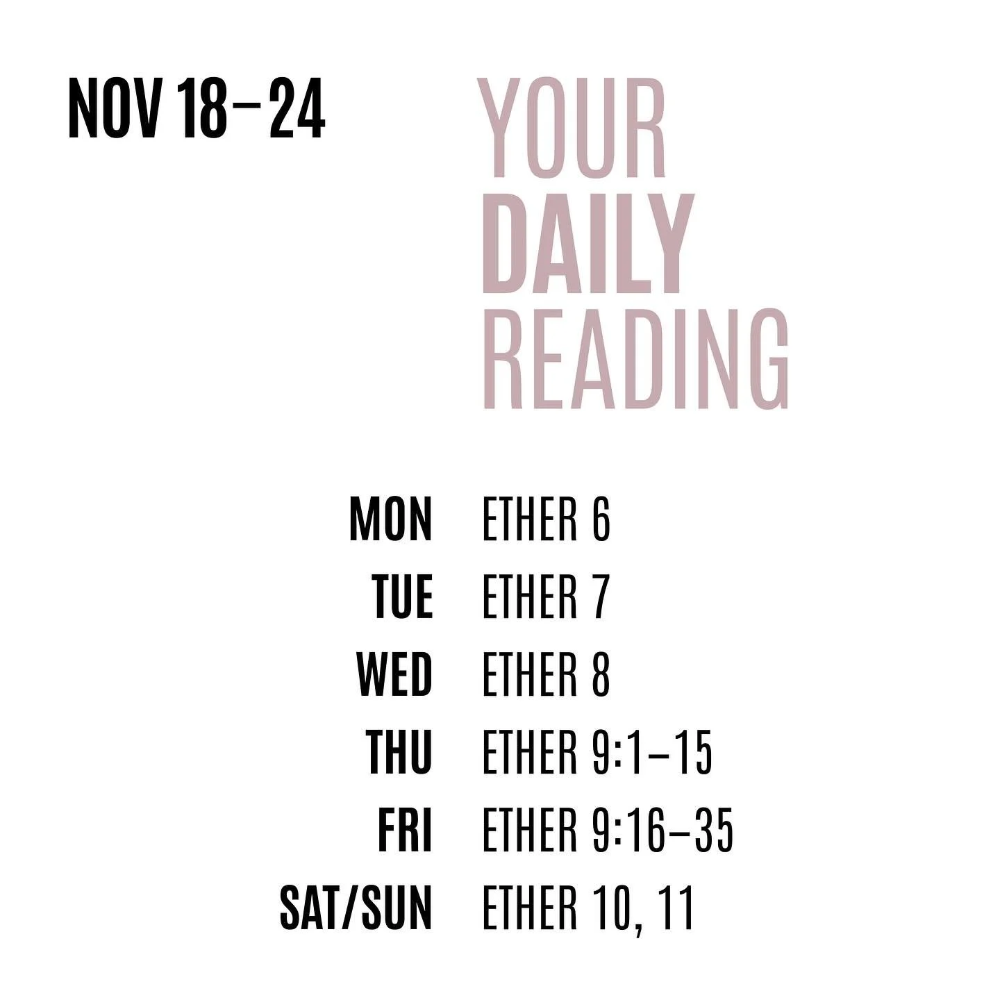 This week we are studying Ether 6-11 in Come, Follow Me.

 
Here are the segments you can look forward to:

SEGMENT ONE: UPON THE WATERS

SEGMENT TWO: LOOKING BACK

SEGMENT THREE: A PLAN TO REDEEM

SEGMENT FOUR:  WAY TOO GOOD

SEGMENT FIVE:  FAVORED