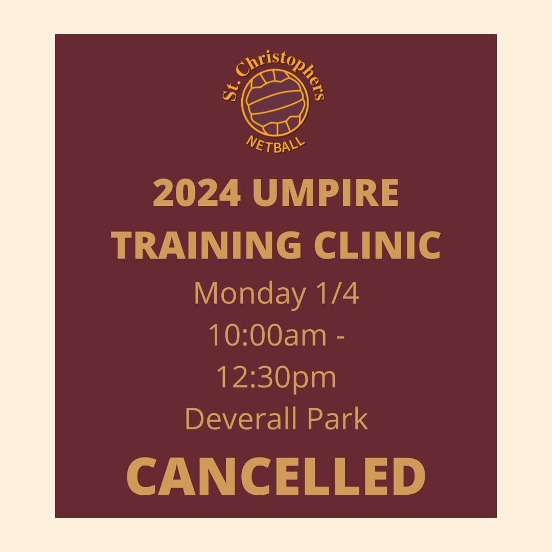 Hi Everyone, 
Unfortunately due to low numbers we are cancelling this clinic. 

Please join us for our School Holiday clinic on Friday 26/4. If you wish to join us lease register using the following link - https://forms.gle/zyEsa3q78M71kk8Z6