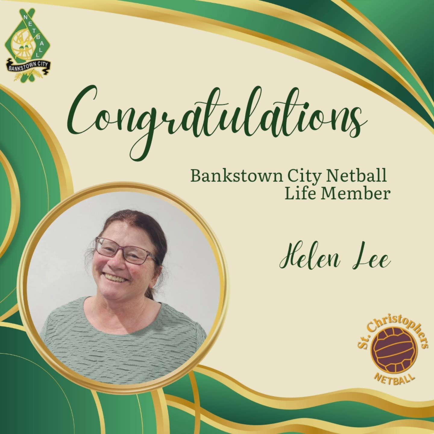 Big congratulations to our very own Helen Lee on being voted a Life Member of @bankstowncitynetball
🤎💛💚

Helen is a long standing member of our club with her netball involvement, including time as team manager, secretary, and registrar at both clu