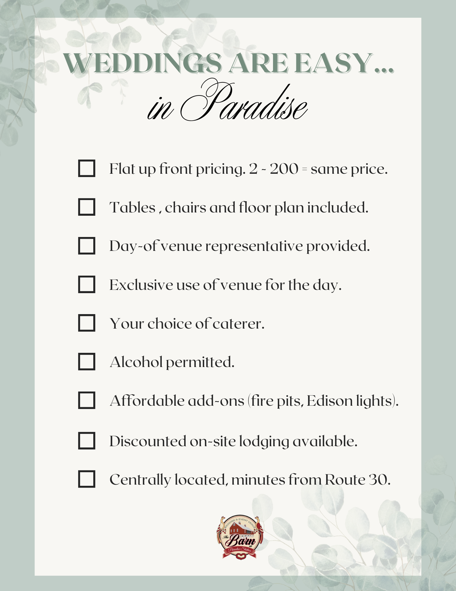 Wedding inclusion list