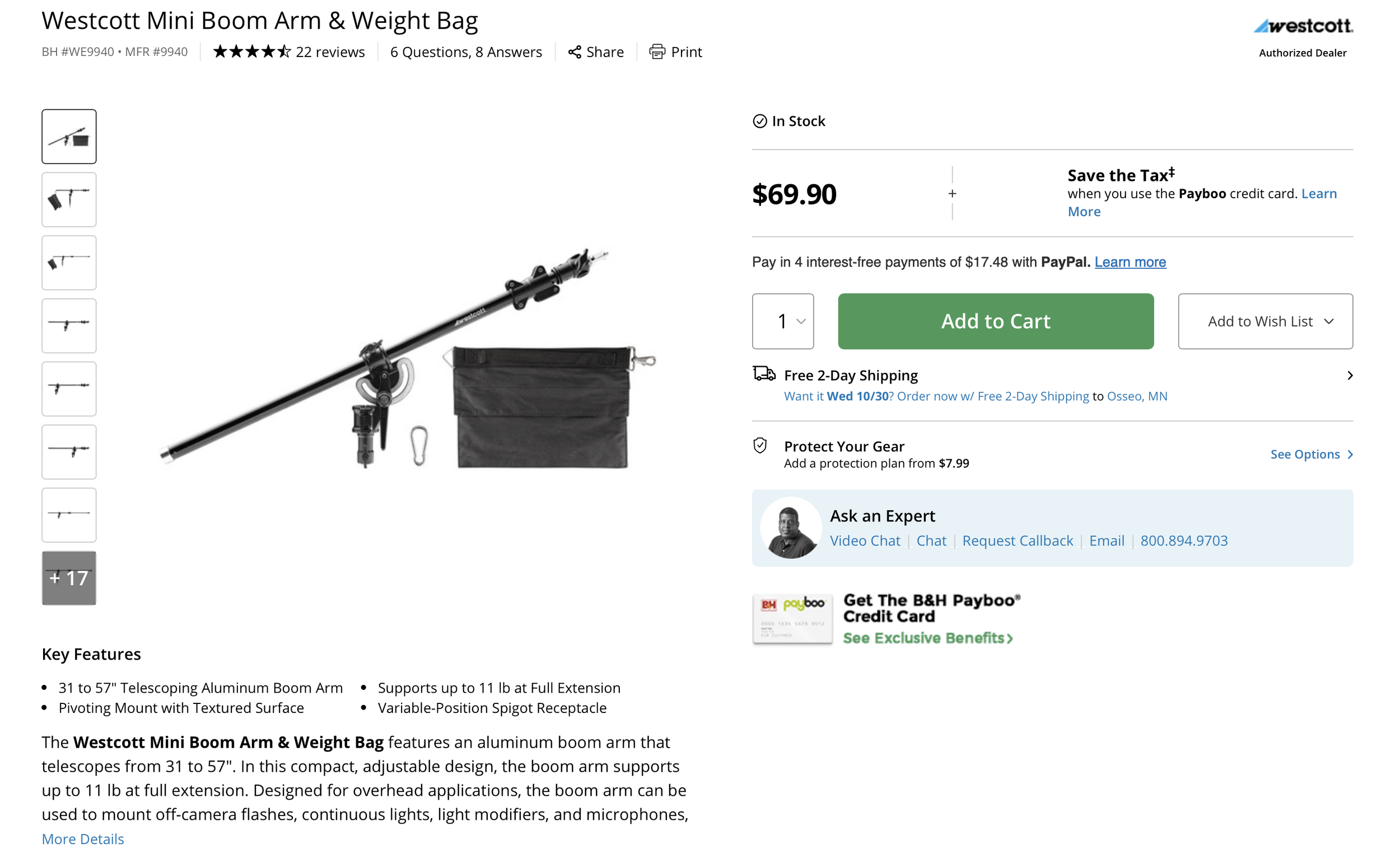 Westcott Mini Boom Arm & Weight Bag