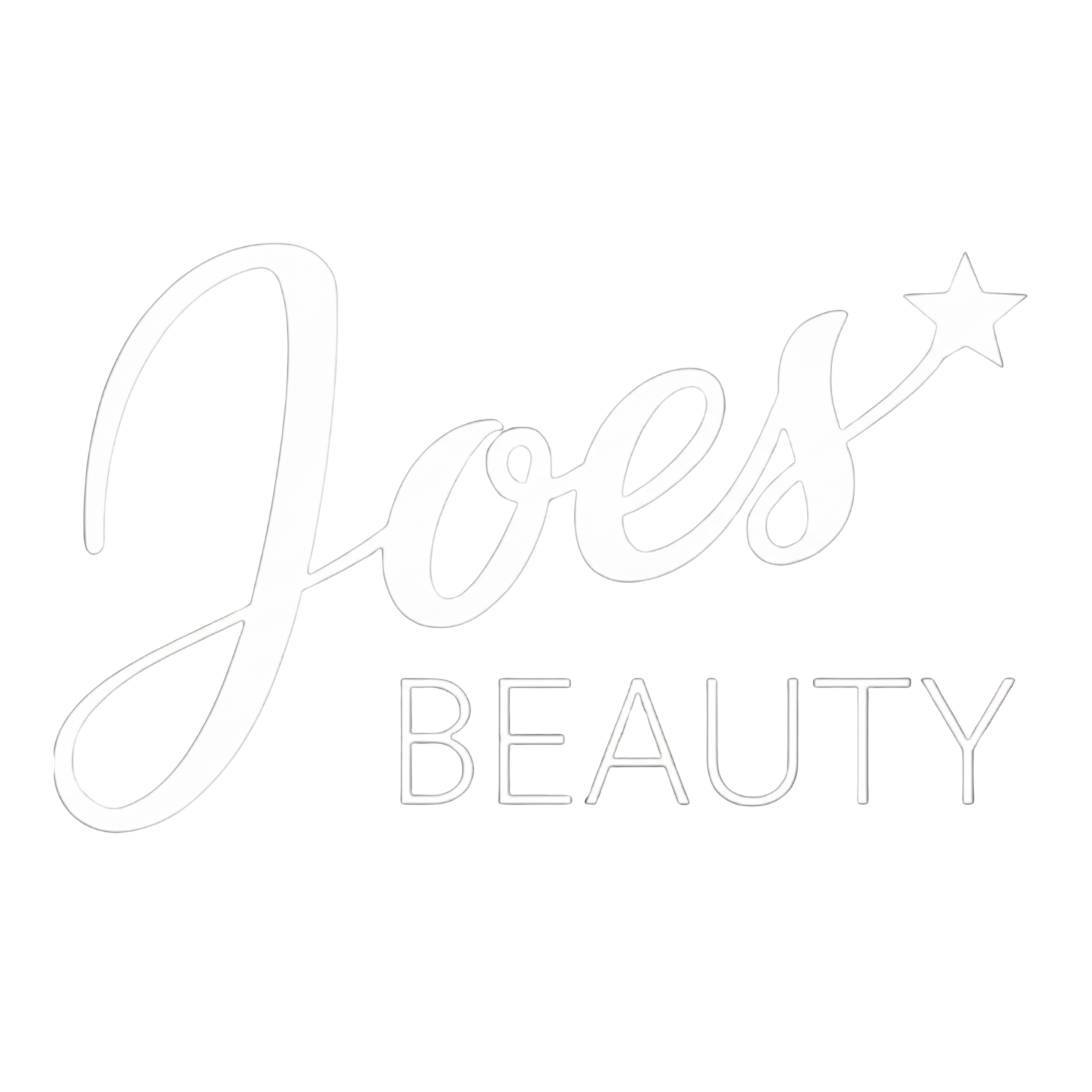 Logo for Joes Beauty featuring the word "Joes" in cursive white text with a star above the 's', and the word "BEAUTY" in all caps beneath it on a dark background.
