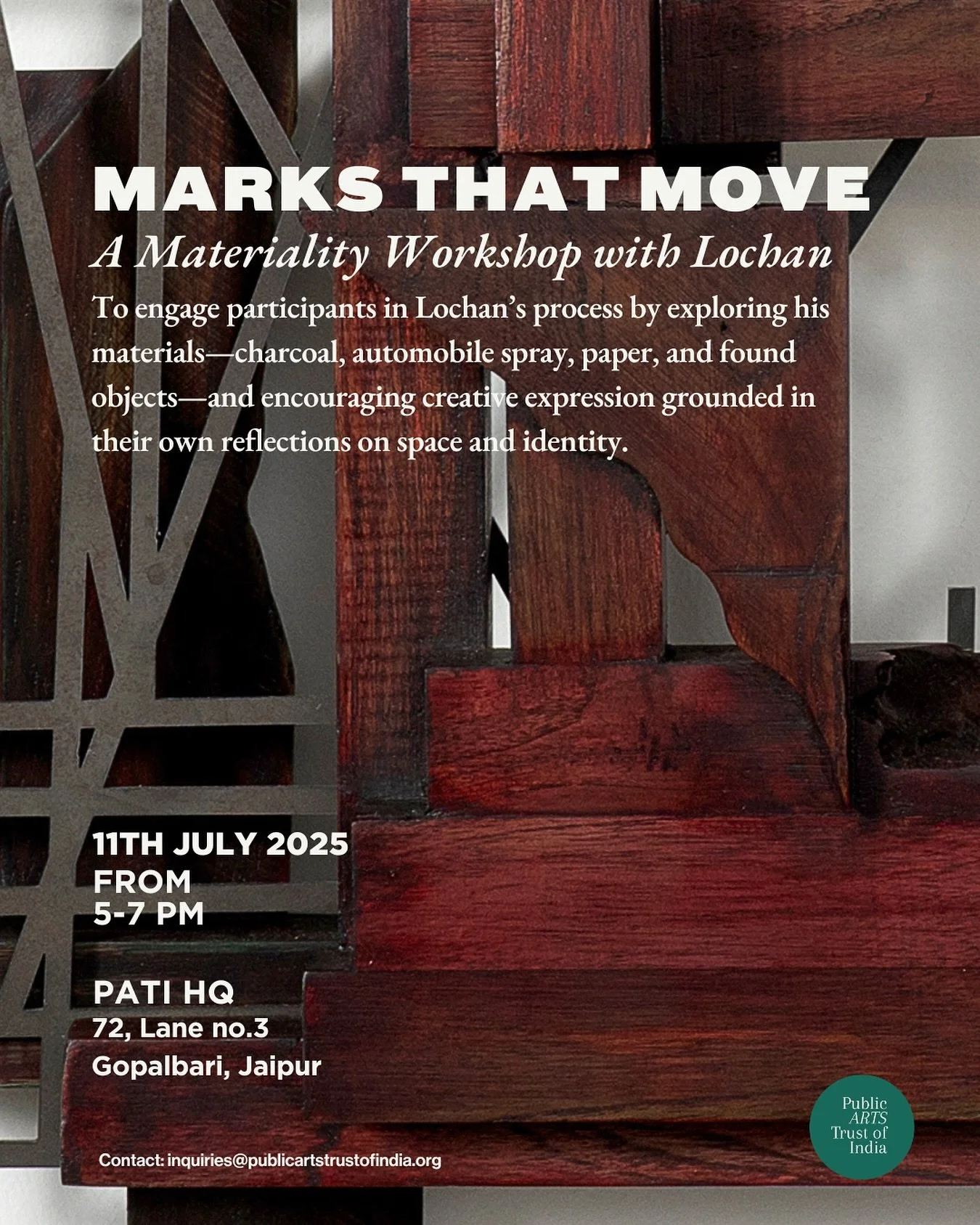 Marks that Move: A Materiality Workshop with Lochan Upadhyay

As part of his ongoing exhibition &ldquo;In Search of a Space&rdquo;, artist Lochan Upadhyay invites participants to step inside his evolving material world for a hands-on workshop that ex