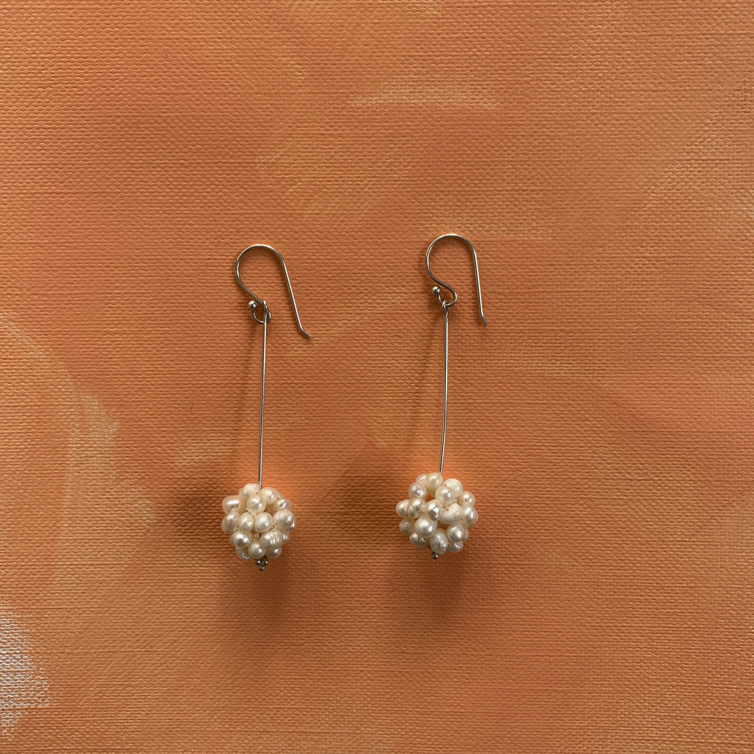 cluster pearl drop earrings