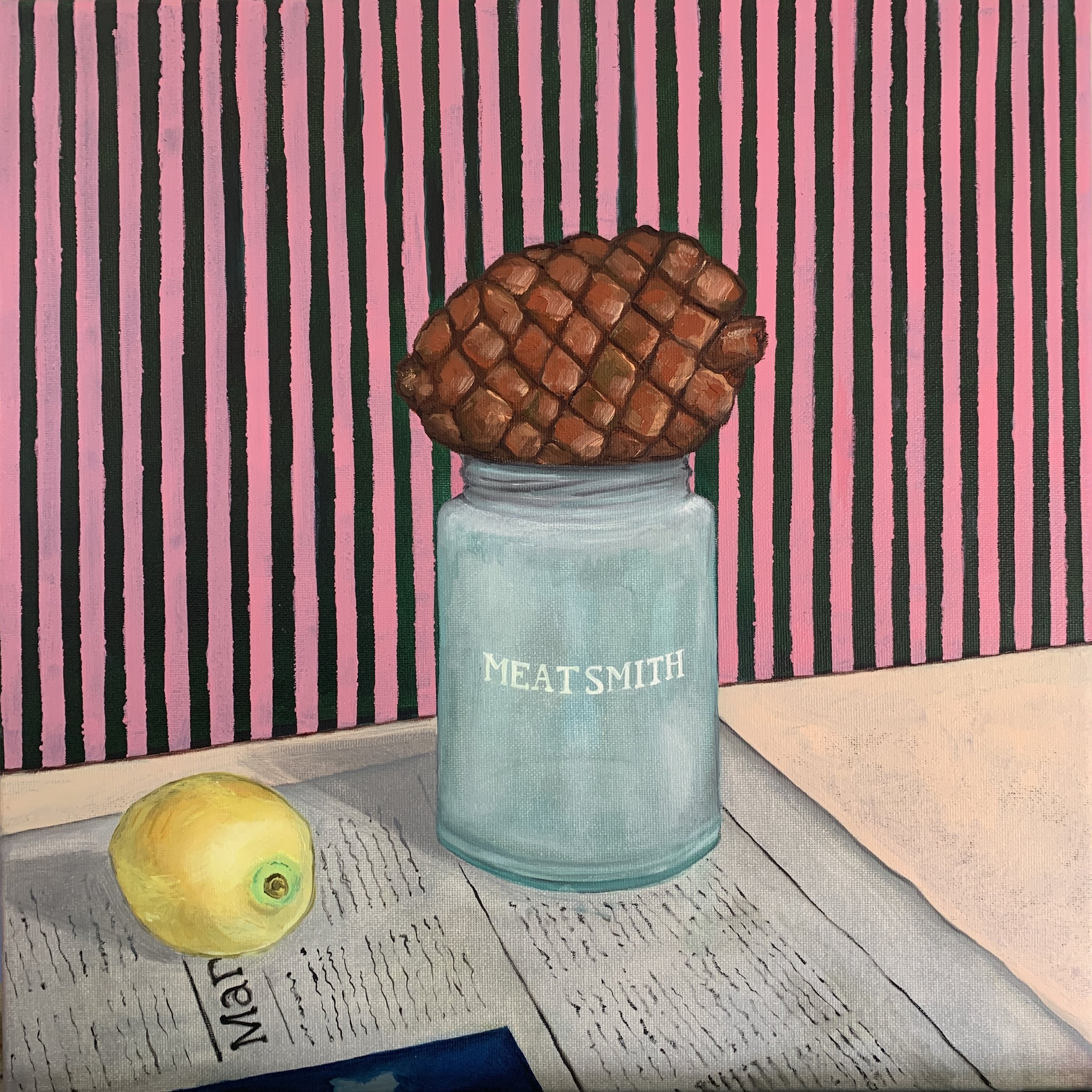 'pinecone on plinth' oil on canvas, 2024