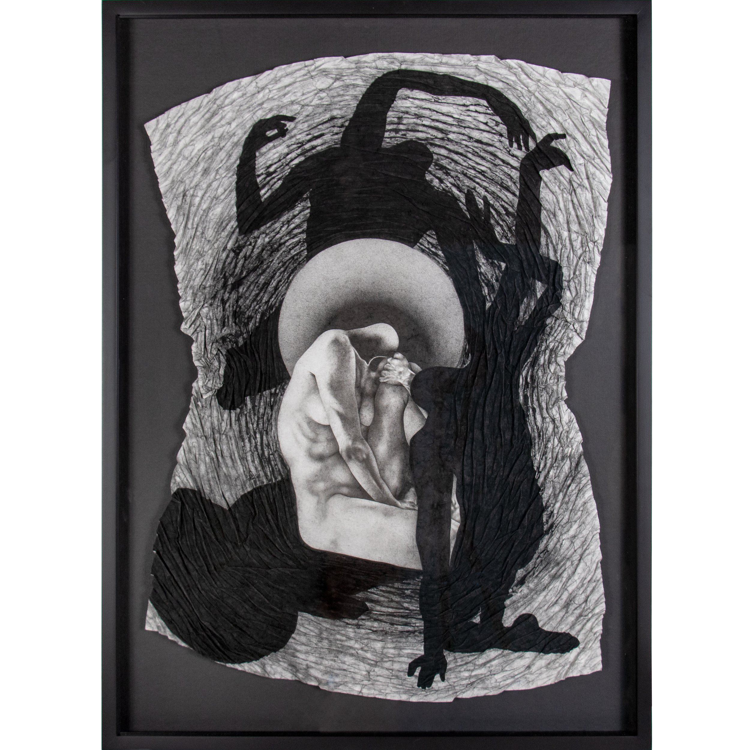 Katarina Estrada, _The Chrysalis,_ pen and ink, wet charcoal on distressed hanji paper.jpg