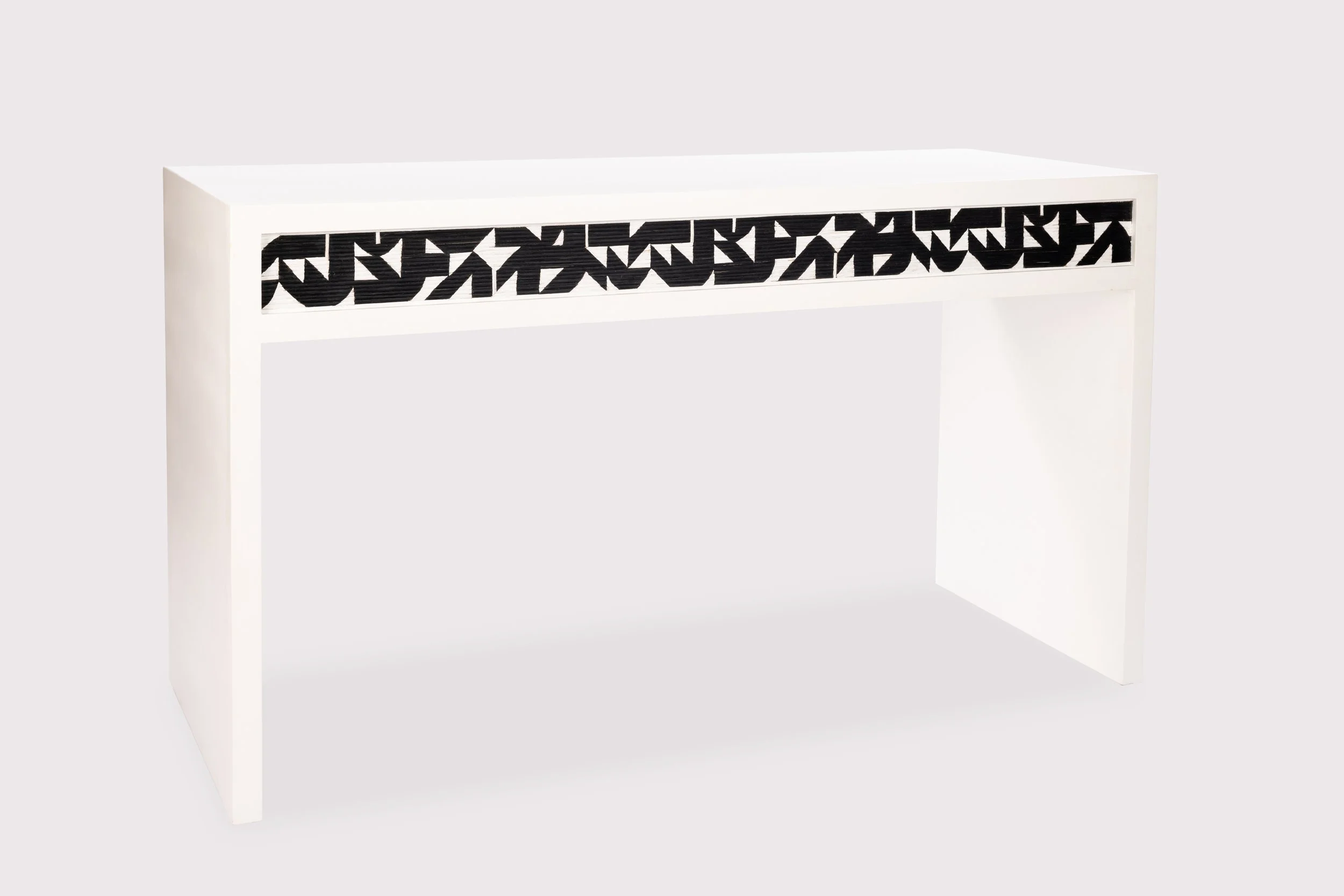 BLACK AND WHITE FORMS COUNTER TABLE  IN WHITE.JPG
