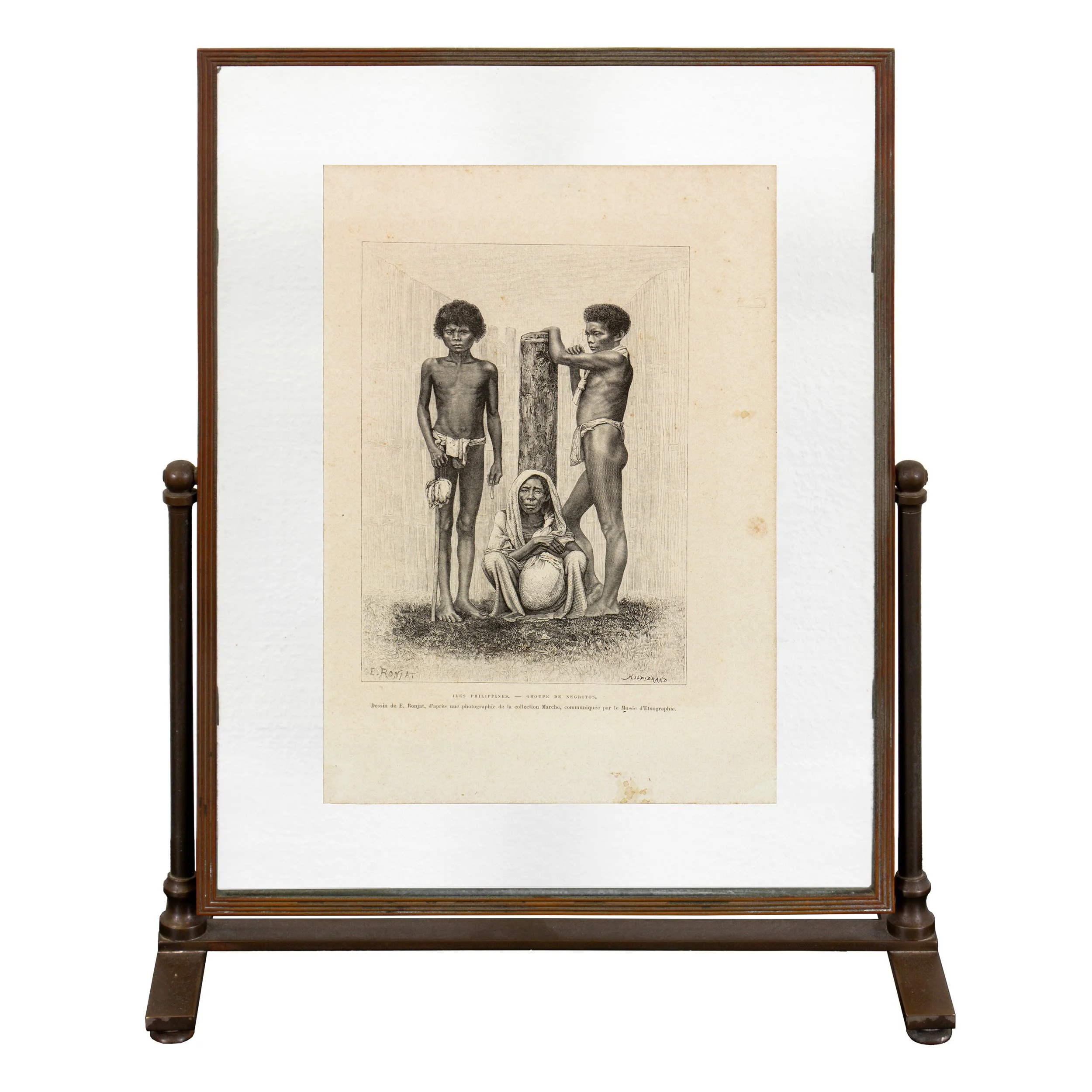 A ‘Negritos’ print in glass float frame