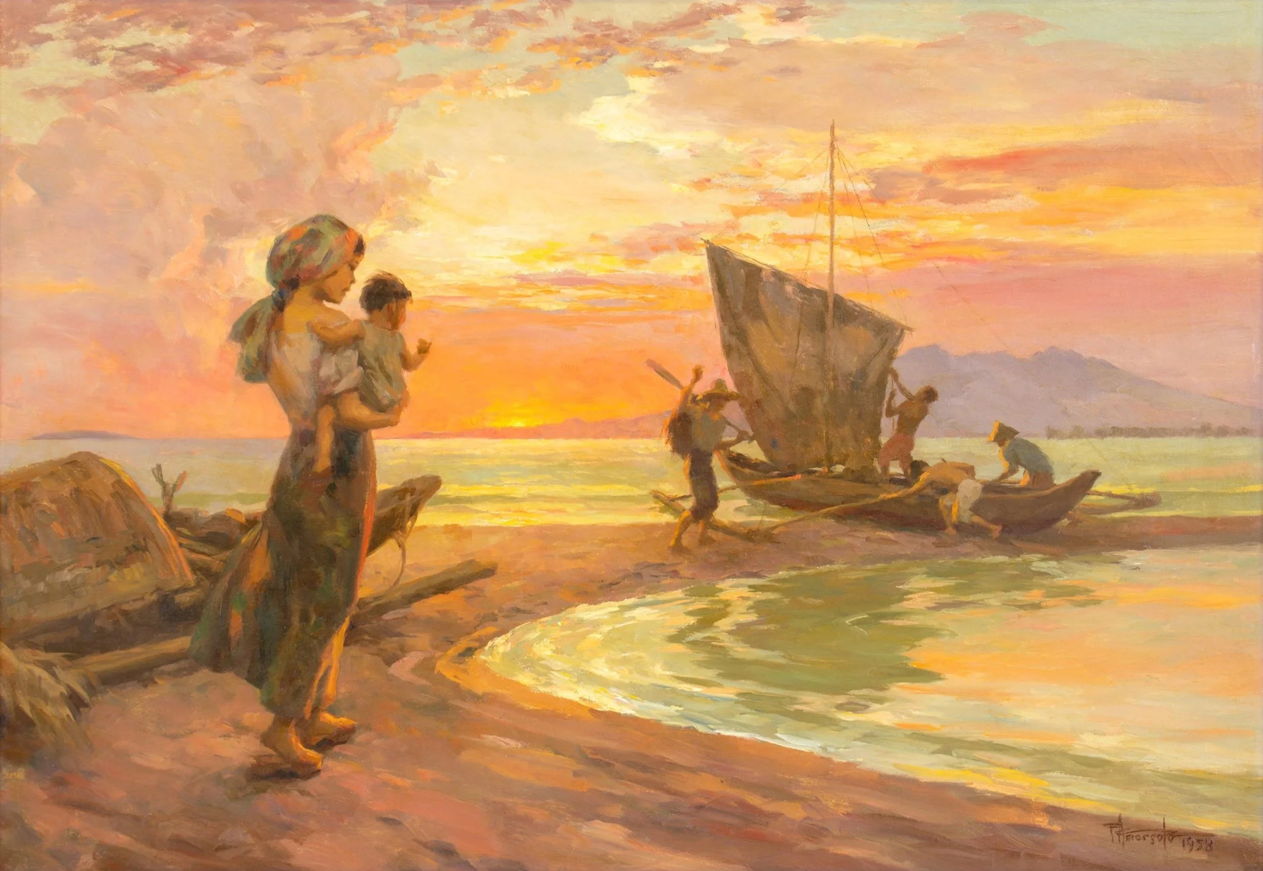 LOT 559 FERNANDO AMORSOLO, Departure of the Fishermen