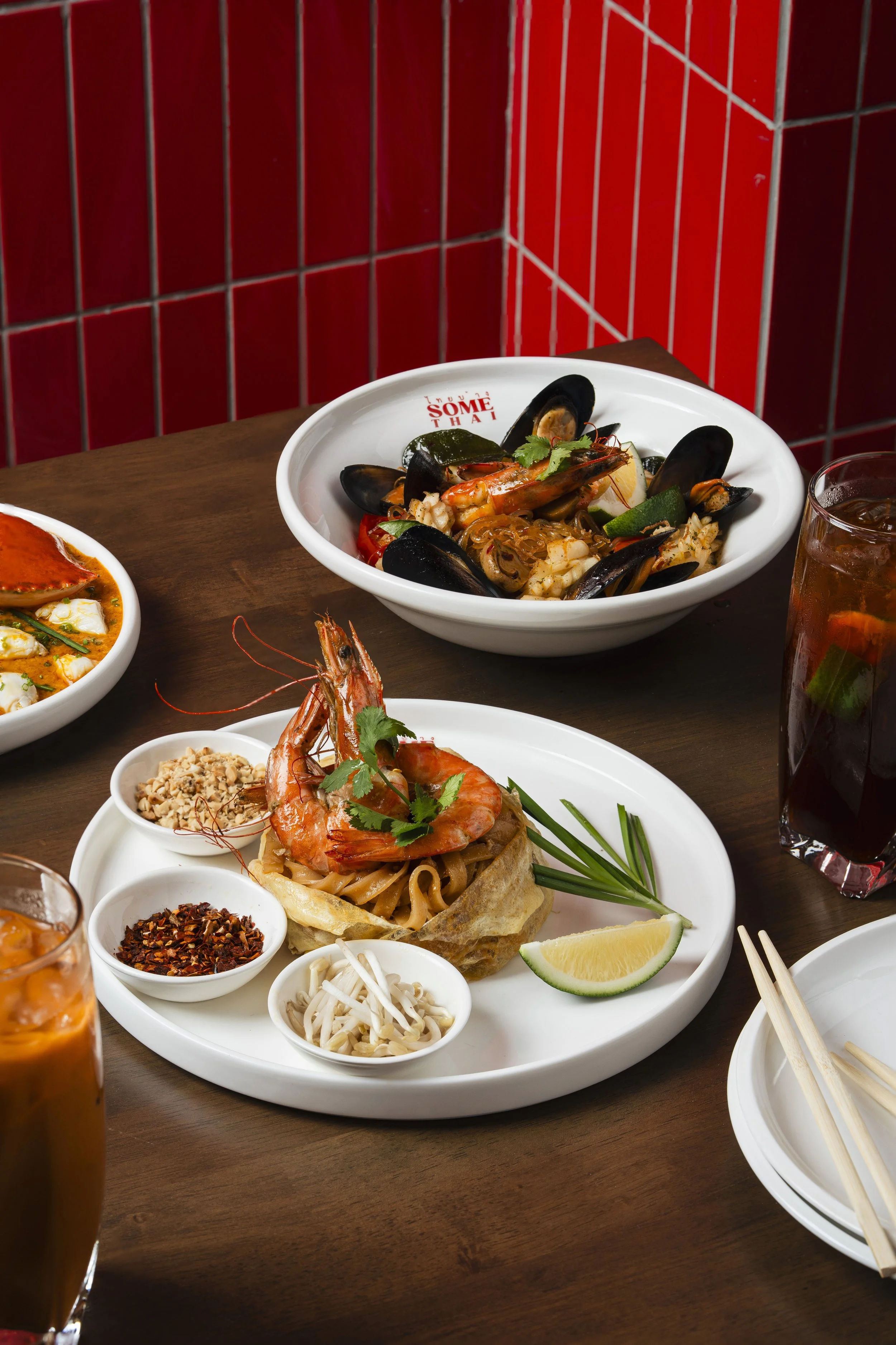 Pad Thai and Dry Tom Yum Noodles