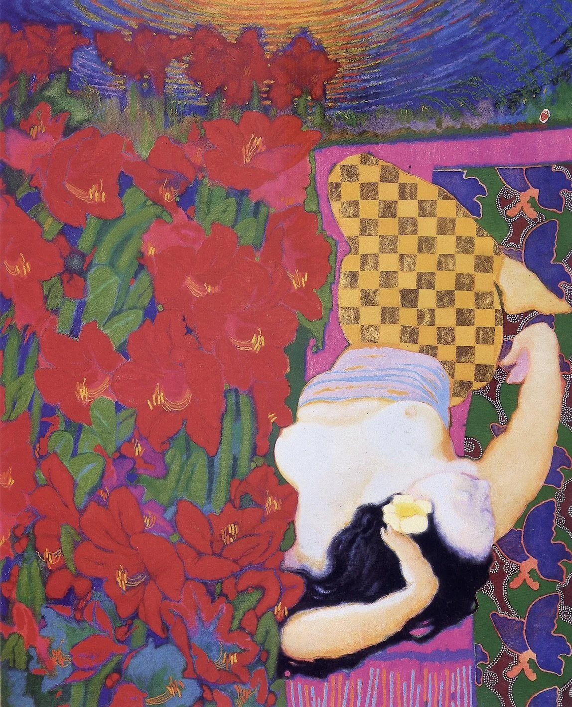 Teng Nee Cheong, Entrancing the October Moon, 1998, Oil and Gold Leaf on Canvas, 163 x 130 cm