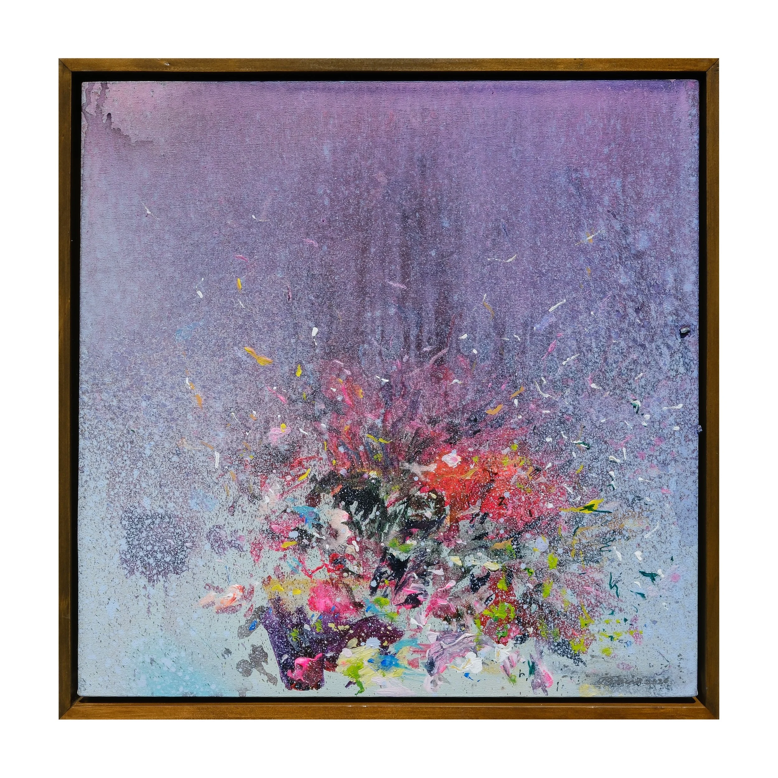 Ibrahim, Senandung Rindu Ambang Batas (A Melody of Longing at the Edge), 2026, Acrylic on Canvas, 150x170cm, 153.5x173x6cm
