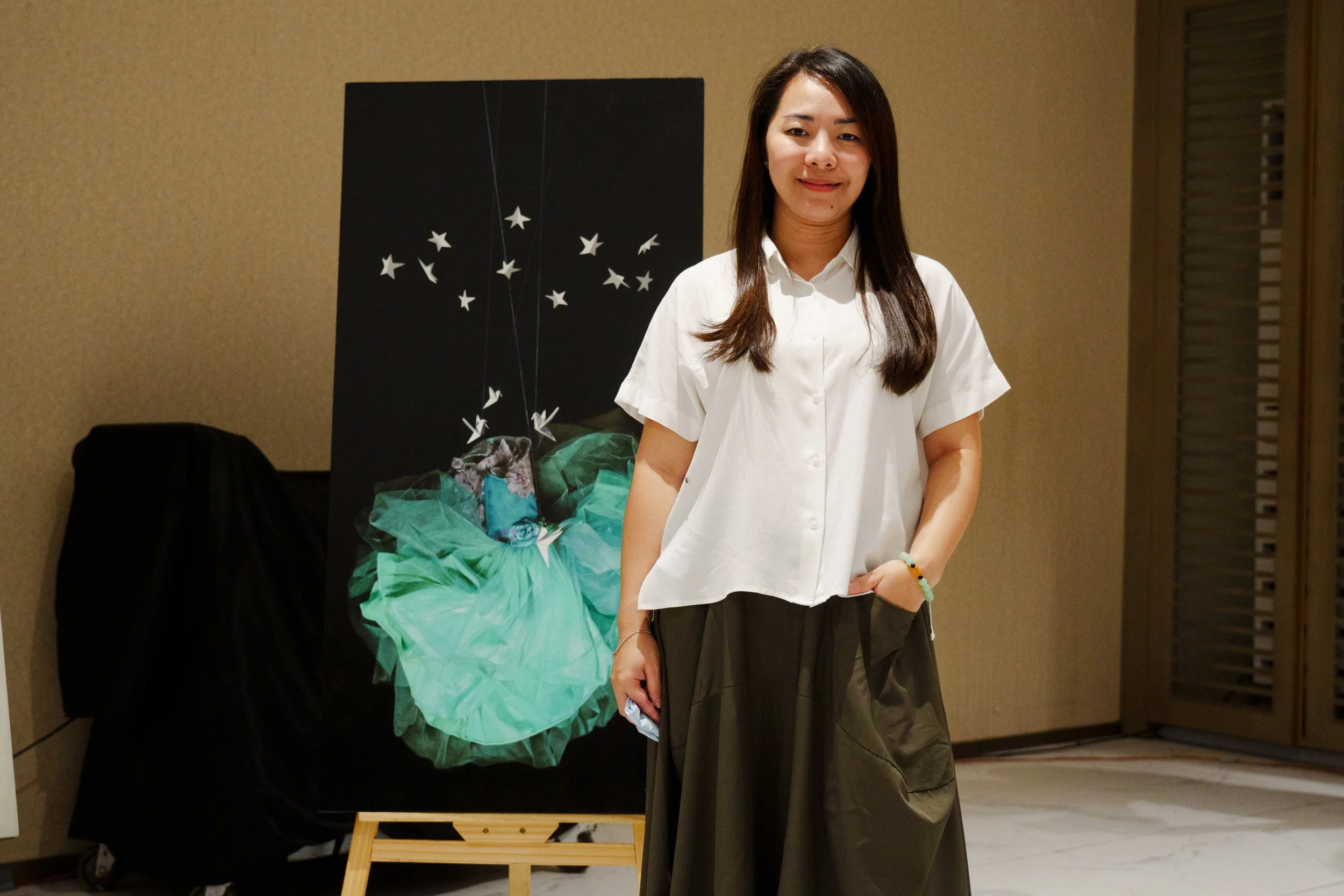 Artist Astrid Castillo-Almario and her artwork
