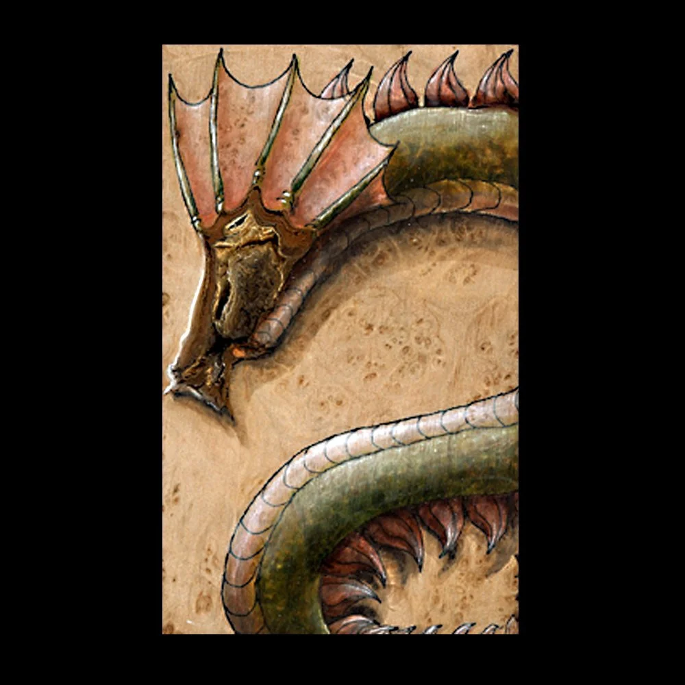 "Dragon 2"   3" x 5" Ink on Wood