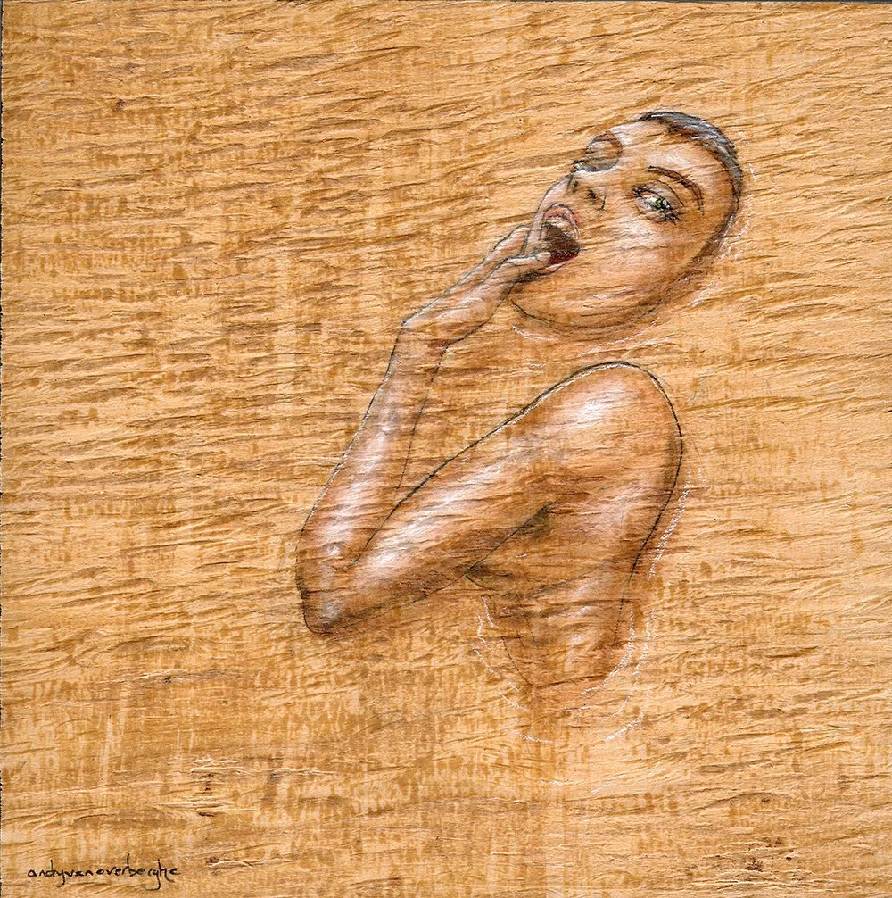 "Fading From the Dream"   8" x 8" Ink on Wood
