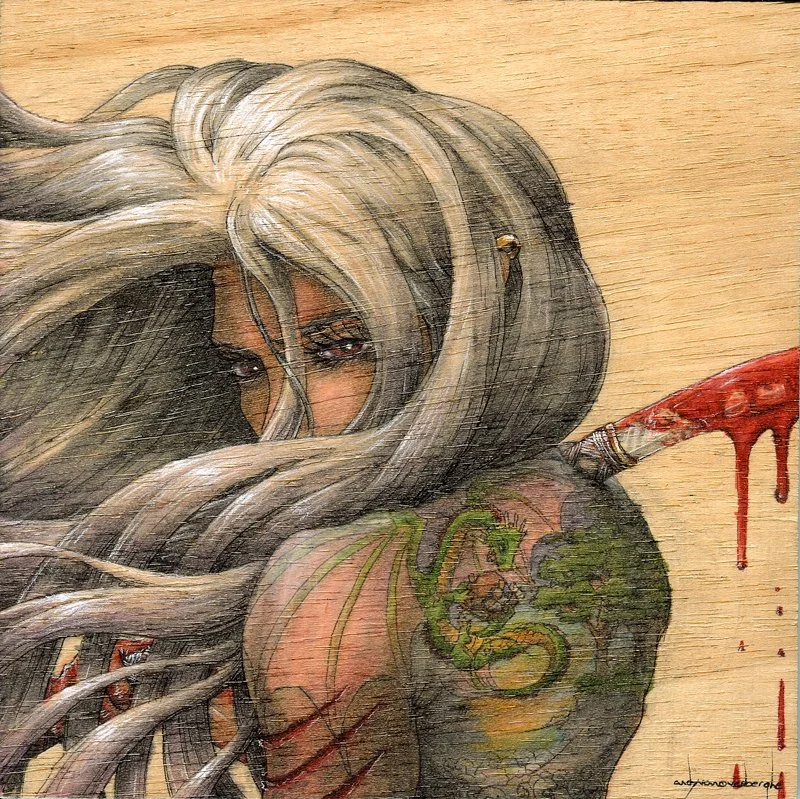 "Tattoo 22"   8" x 8" Ink on Wood
