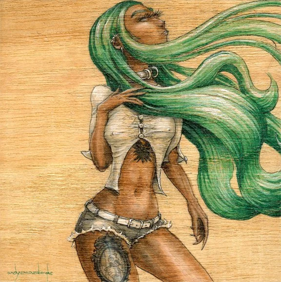 "Tattoo 21"   8" x 8" Ink on Wood