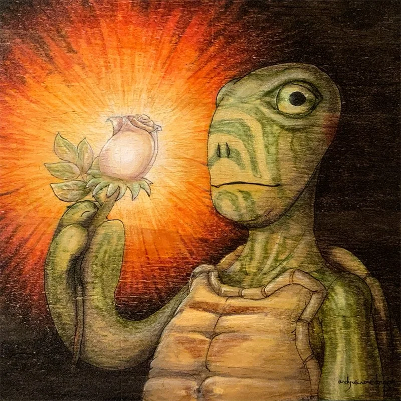 "The Re-Illumination of Patience"   8" x 8" Ink on Wood
