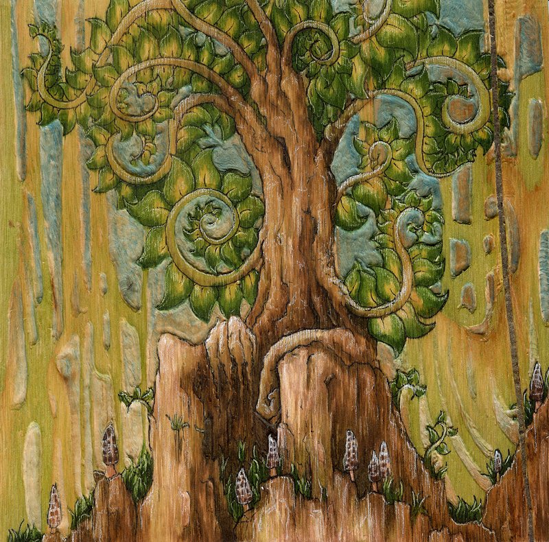 "The Gaffer Tells Tales"   8" x 8" Ink on Wood