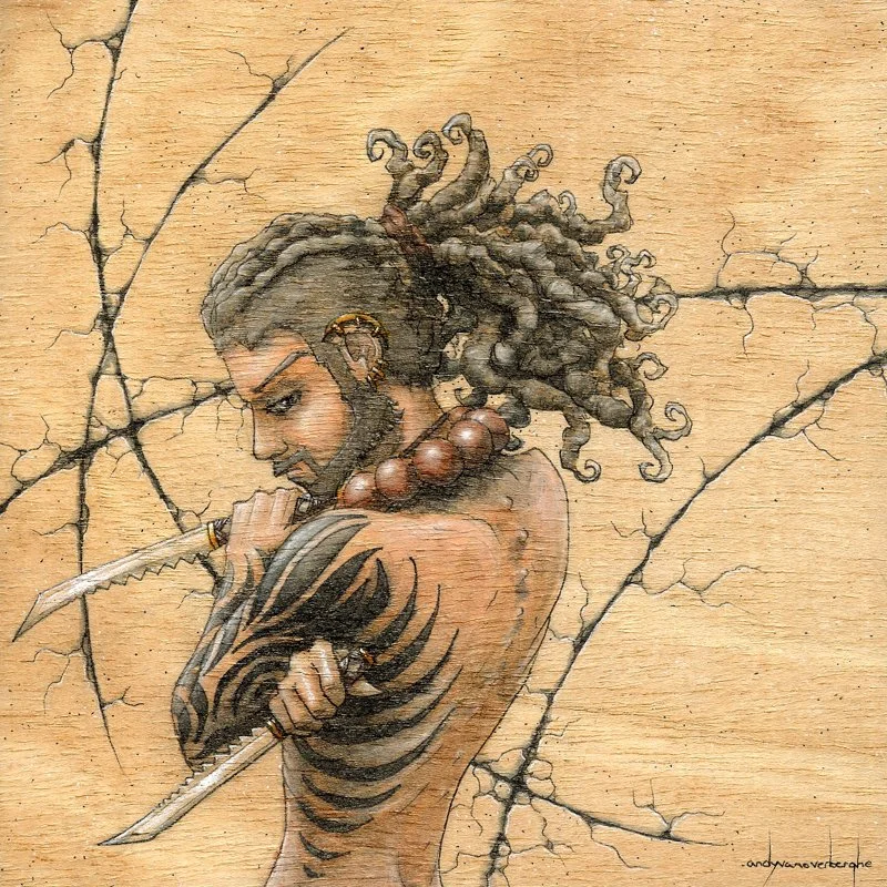 "Tattoo 23"   8" x 8" Ink on Wood