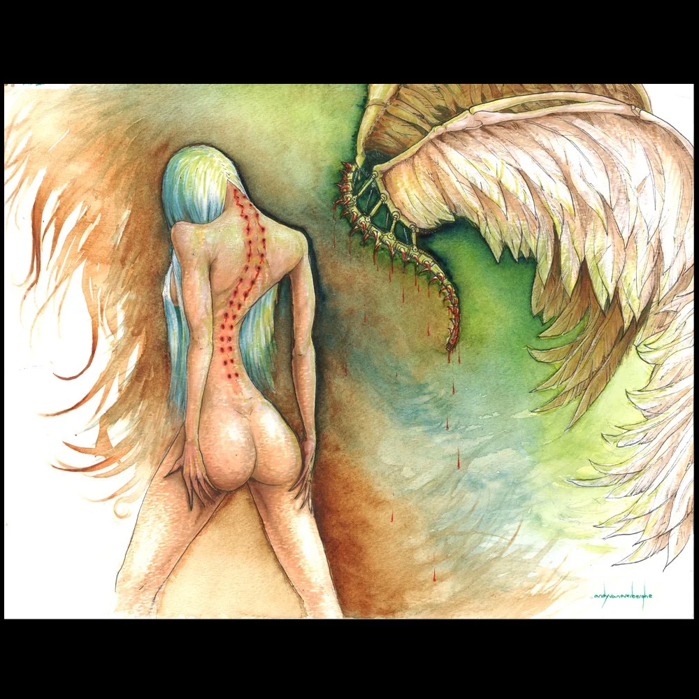 "Guardian Parasite"   14" x 11" Ink and Watercolor on Paper