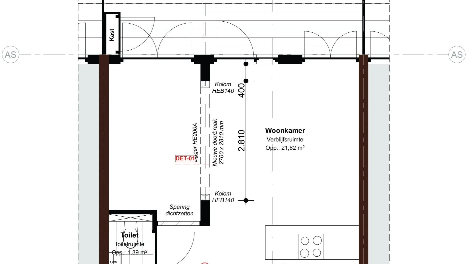 Bouwtekening draagmuur — Bouwtekeningexpert