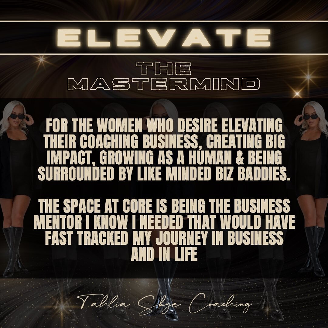 ELEVATE THE MASTERMIND 🧲

COMMUNITY
a huge value of mine is community and connection, what masterminds allow for is; 

👉🏼 the honest truth about the woman behind the business, masterminds allow you to see that people have the same problems as you 
