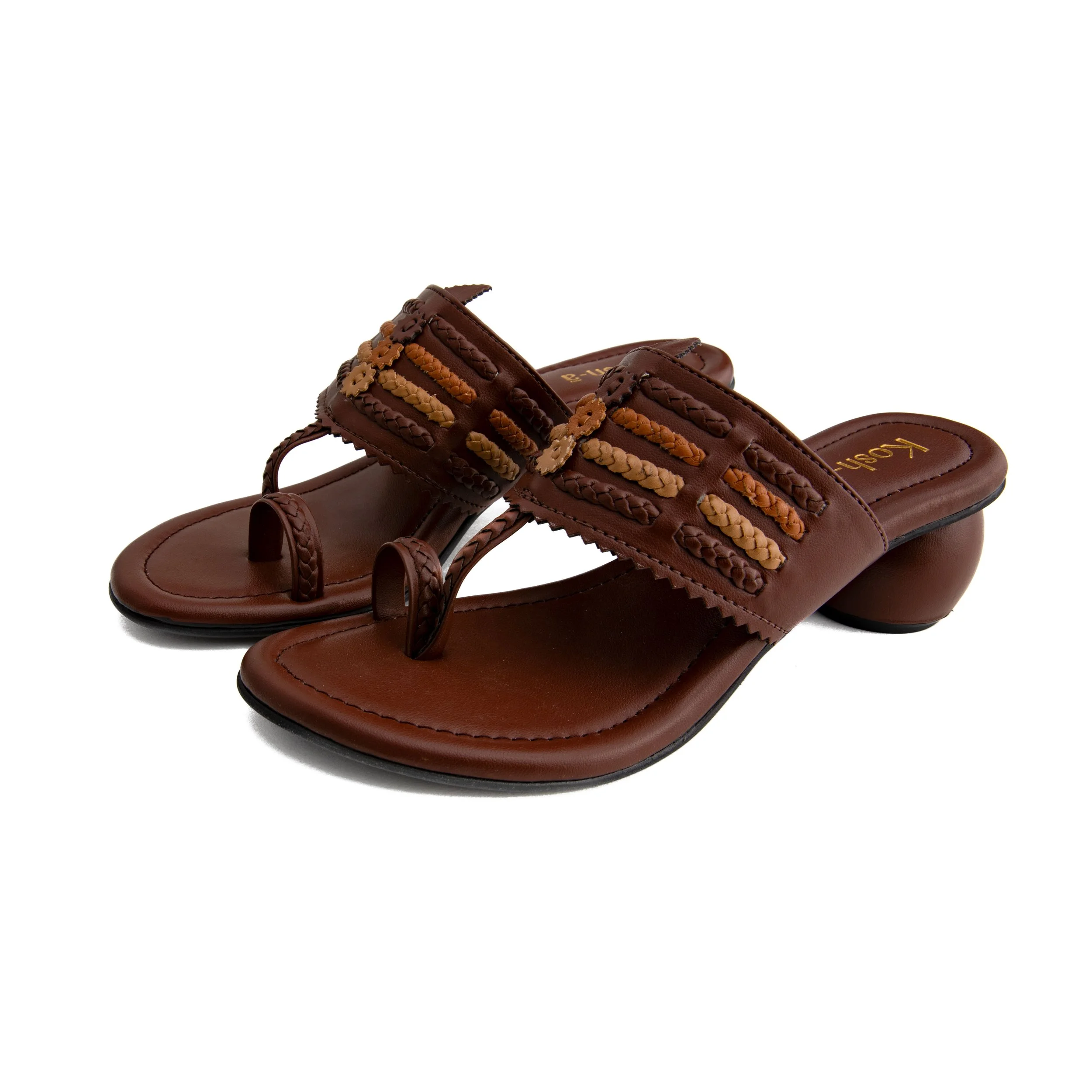 Comfortable Brown Sandals 99 Sandals with Round Heels Kosha